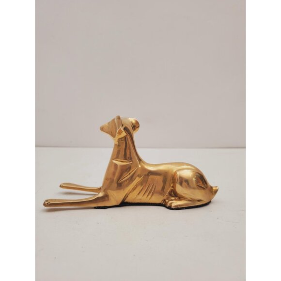 6.5" Vintage Brass Dog | Modernist Brass Greyhound Figurine | Mid Century - Picture 7 of 10